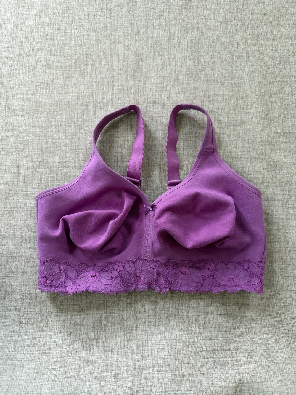 Cacique Unlined Full Coverage No-Wire Bra purple wireless Size 40F